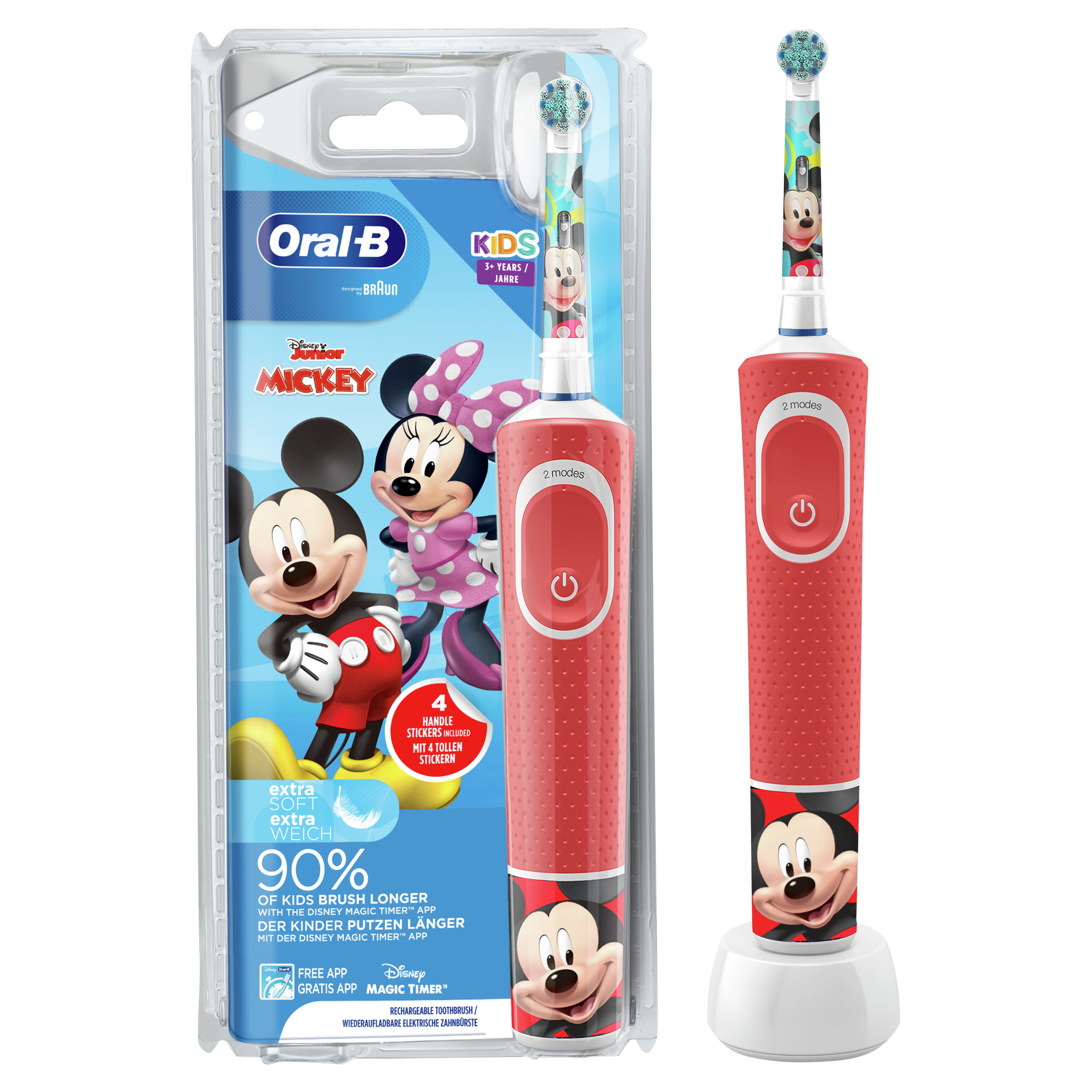 Oral-B Kids 80351905, Kind, Rotierende Zahnbürste, Tägliche Pflege, Sensibel, Mehrfarbig, 2 min, Extra weich