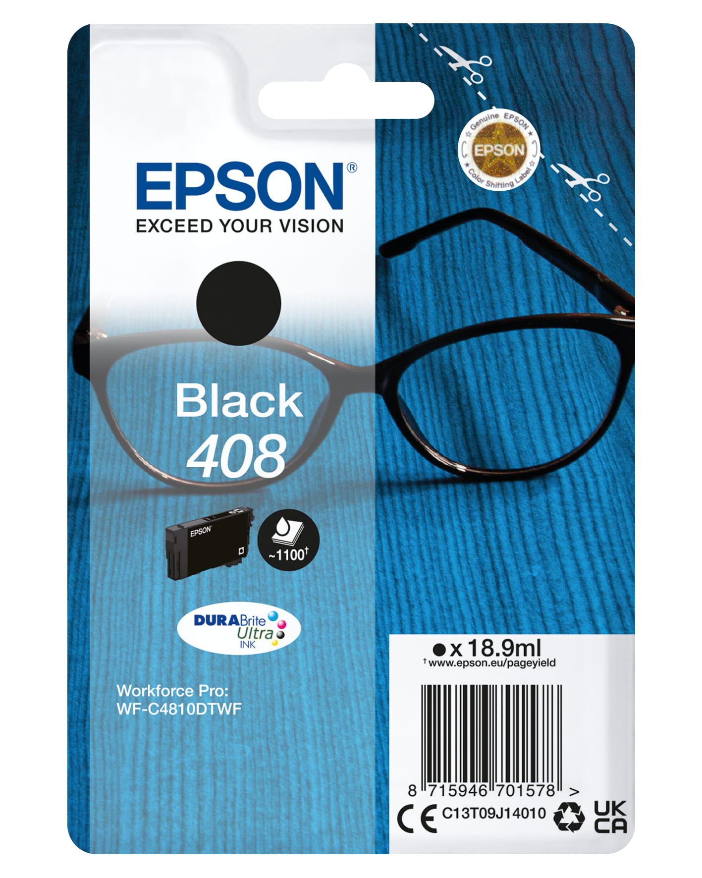Epson 408 - 18.9 ml - Schwarz - original - Blisterverpackung
