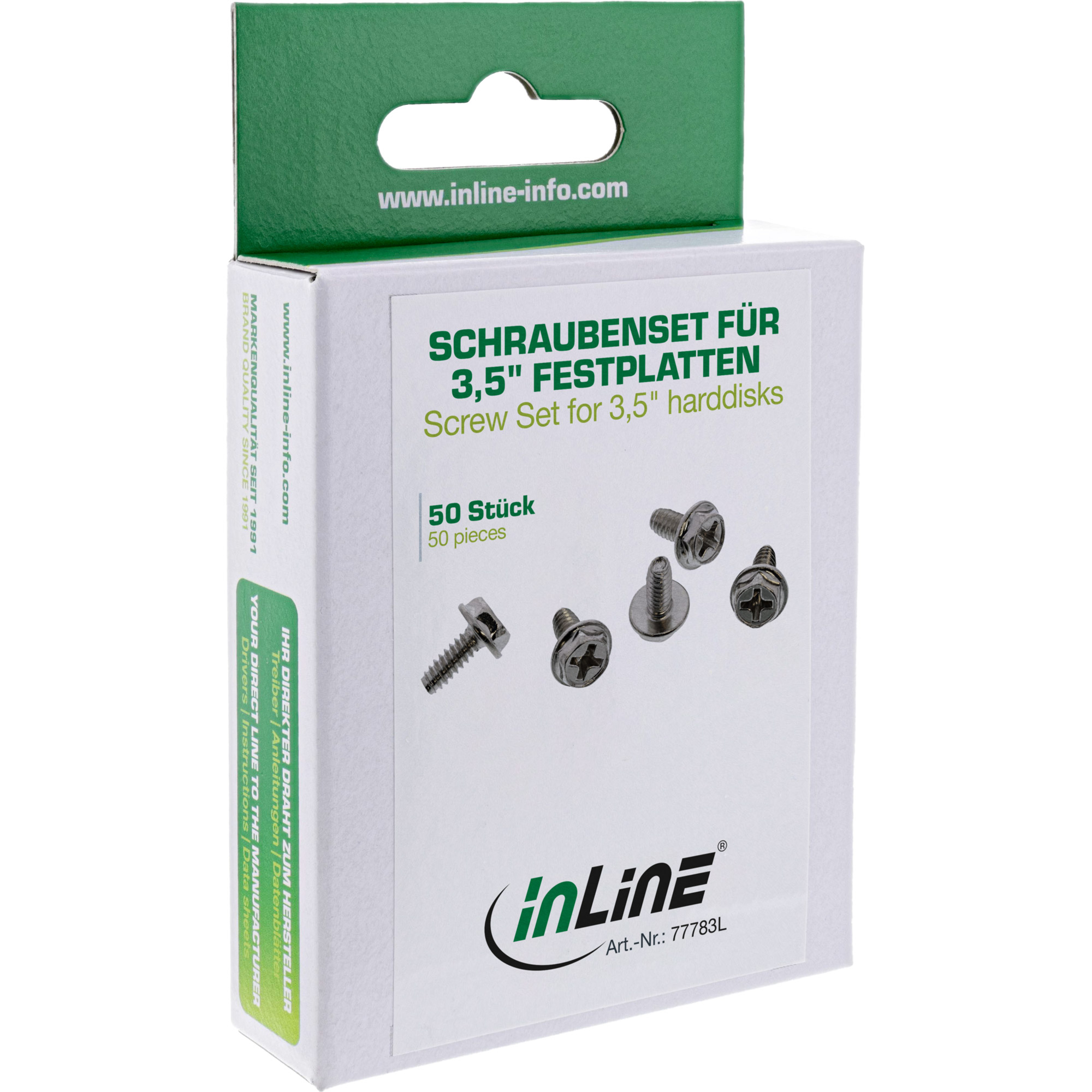 InLine Schraubenset - für 3,5" Festplatten - lange Ausführung 8mm - 50-teilig
