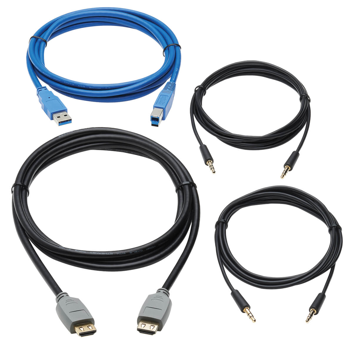 Tripp HDMI KVM Cable Kit for Tripp Lite B005-HUA2-K and B005-HUA4 KVM, 4K HDMI, USB 3.1 Gen 1, 3.5 mm, 6 ft.