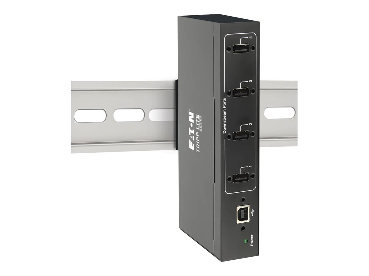 Tripp Eaton Tripp Lite series USB 2.0 Hub Industrial 4-Port 15kV ESD Immunity Metal Wall/DIN Mountable