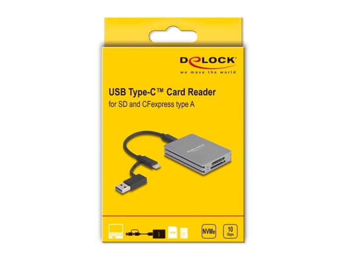Delock Kartenleser (CFexpress Type A, SD, SDHC, SDHC UHS-I, SDHC UHS-II, SDXC, SDXC UHS-I, SDXC UHS-II, SD 3.0 UHS-I, SD 4.0 UHS-II)