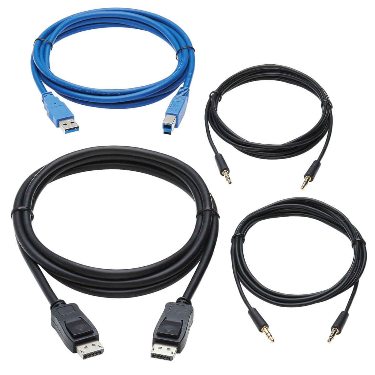Tripp DisplayPort KVM Cable Kit for Tripp Lite B005-DPUA2-K and B005-DPUA4 KVM, 4K DP, USB 3.1, 3.5 mm, 10 ft.