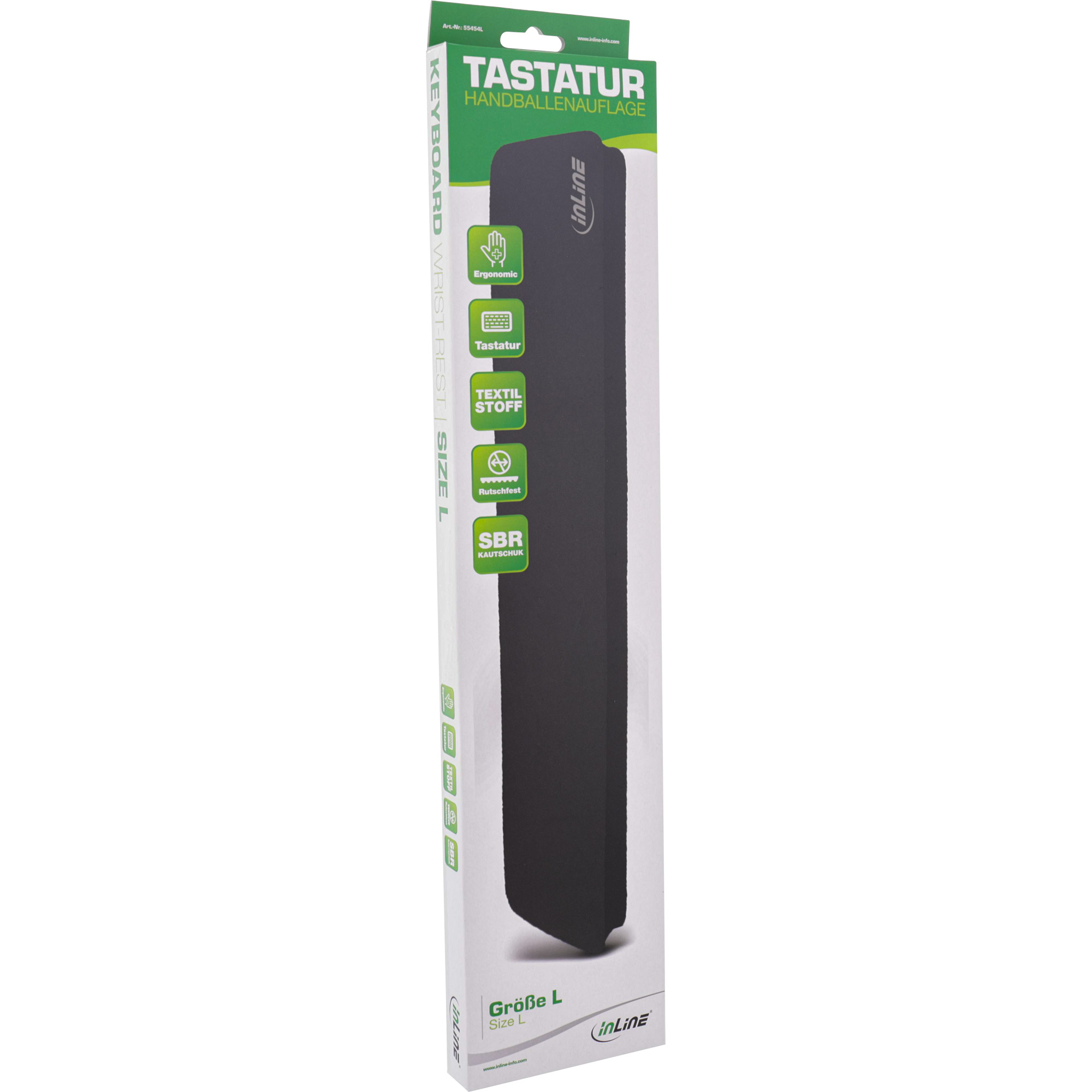 InLine Tastatur-Pad L - Handballenauflage - 440x95x18mm - schwarz