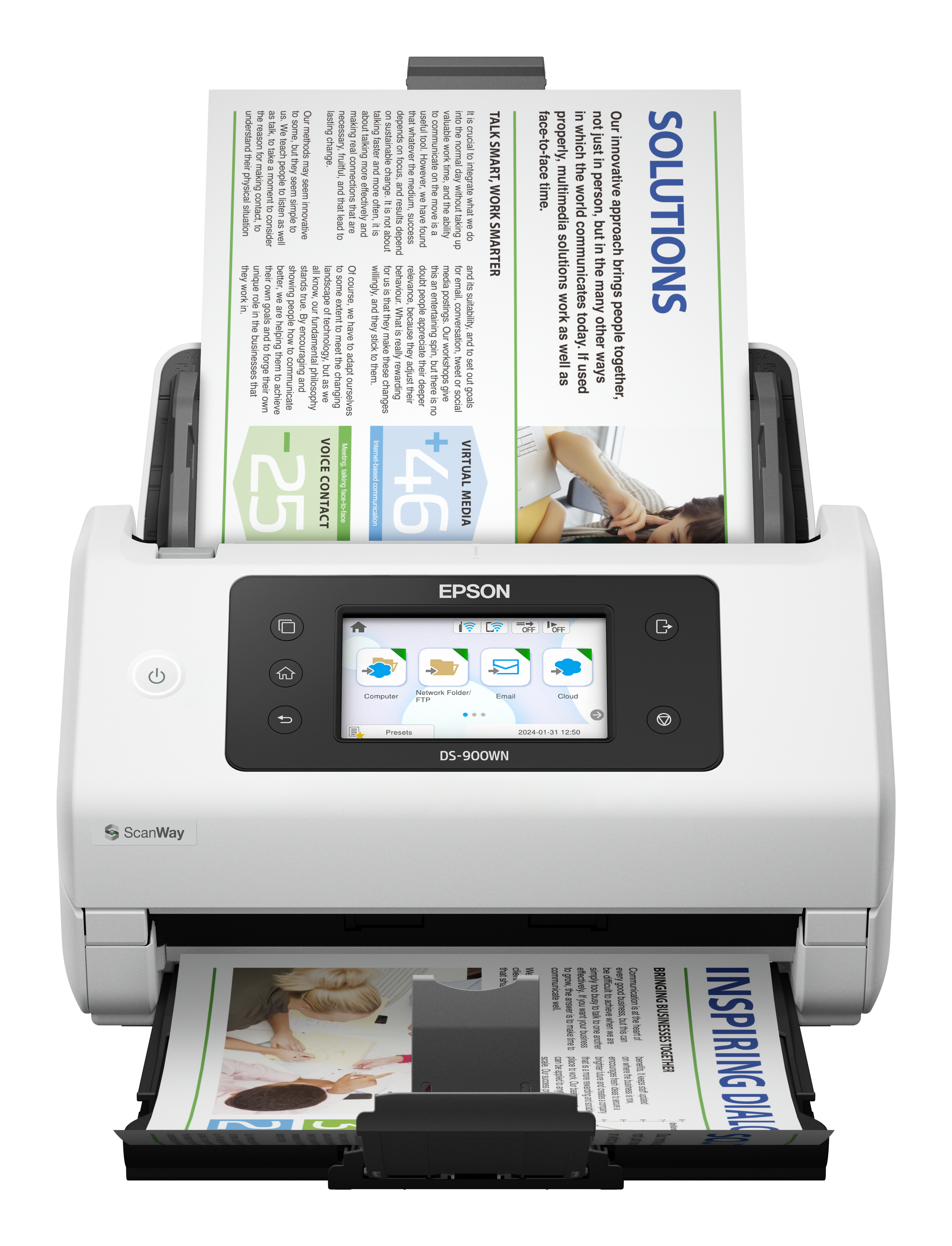 Epson WorkForce DS-900WN - Dokumentenscanner - Duplex - A4/Legal - 600 dpi x 600 dpi - bis zu 70 Seiten/Min. (einfarbig)