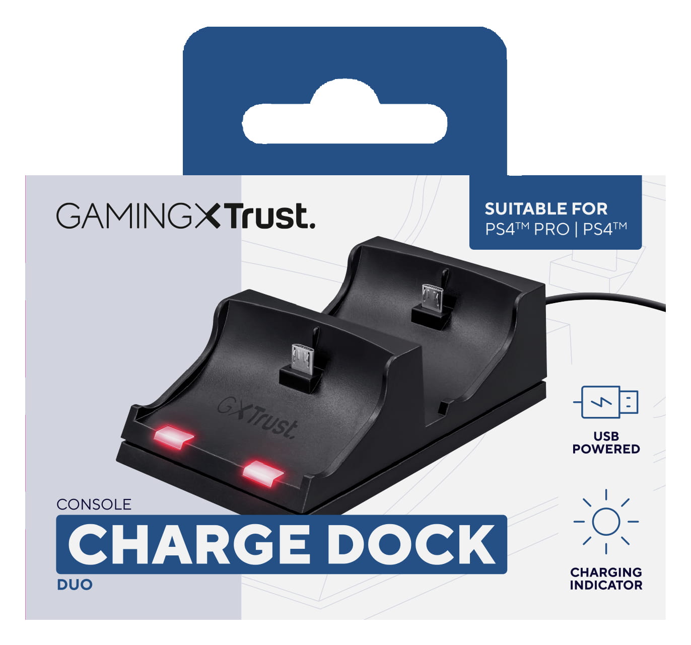 Trust GXT 235 Duo Charging Dock - Ladeständer - 2 Ausgabeanschlussstellen (Micro-USB Typ B)