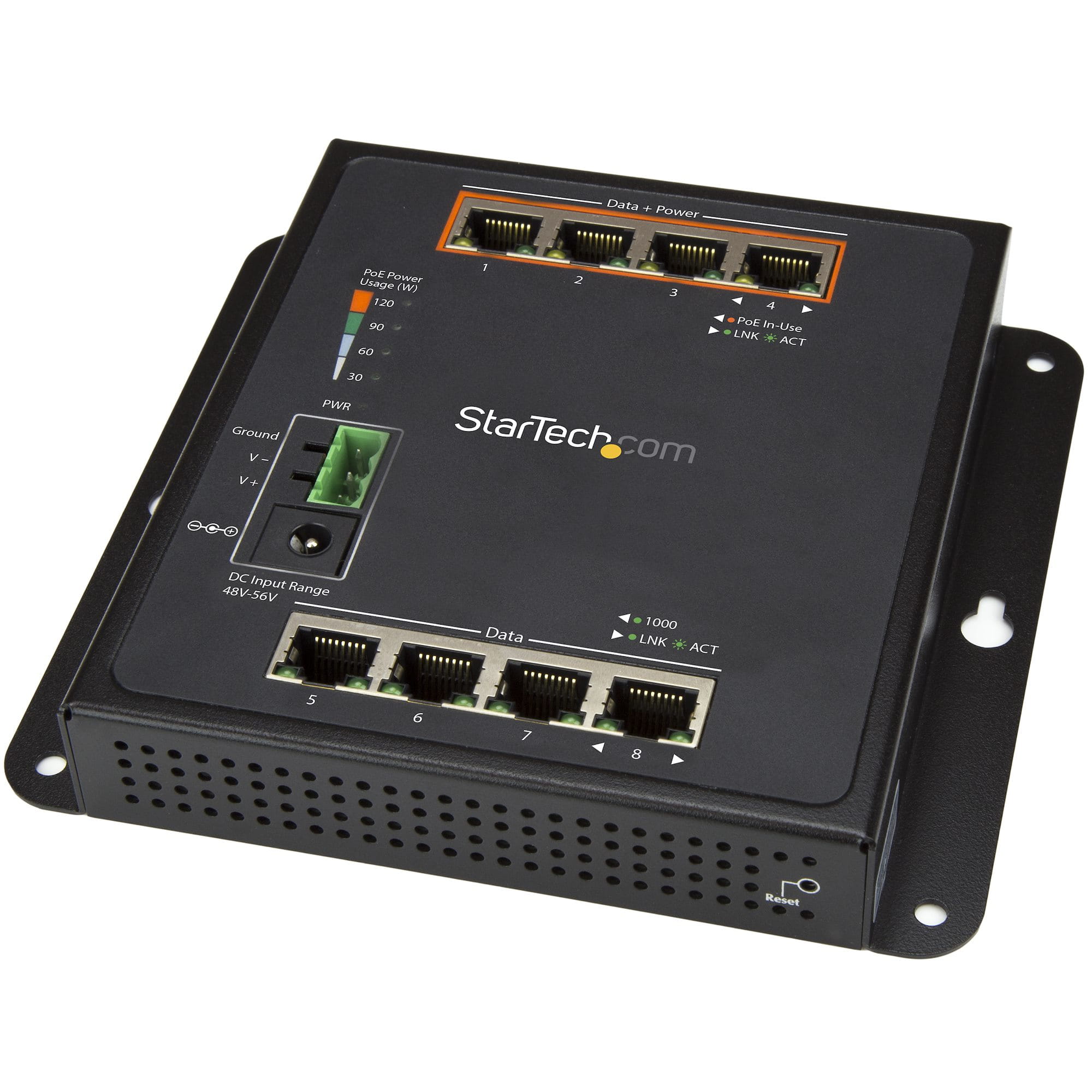 StarTech.com 8 Port POE Managed Ethernet Switch - 30W per PoE+ Port - Industrieller managed Wandmontage Netzwerk Switch - Switch - managed - 4 x 10/100/1000 + 4 x 10/100/1000 (PoE+)