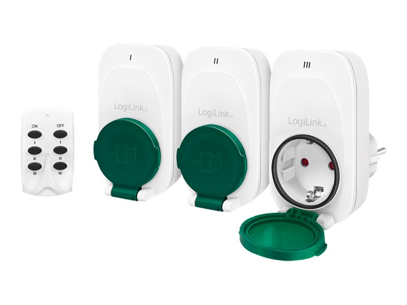 LogiLink EC0008 - Smart-Stecker - kabellos - 433.92 MHz - weiß (Packung mit 3)