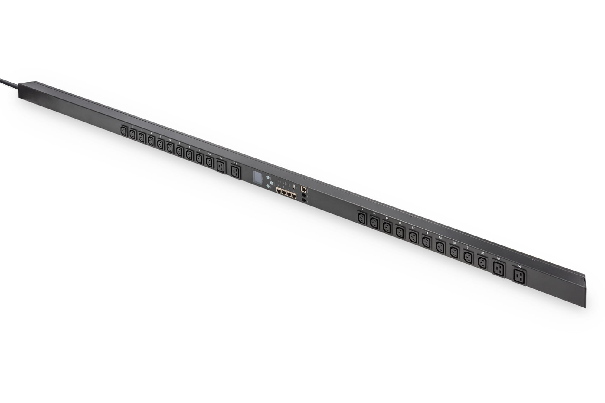 DIGITUS Smart - Steckdosenleiste (Rack - einbaufähig) - Eingangsüberwachung - Wechselstrom 230 V - 3600 VA - 1-phasig - Ethernet 10/100, serial - Eingabe, Eingang IEC 60309 16A - Ausgangsanschlüsse: 24 (4 x IEC 60320 C19, 20 x IEC 60320 C13)