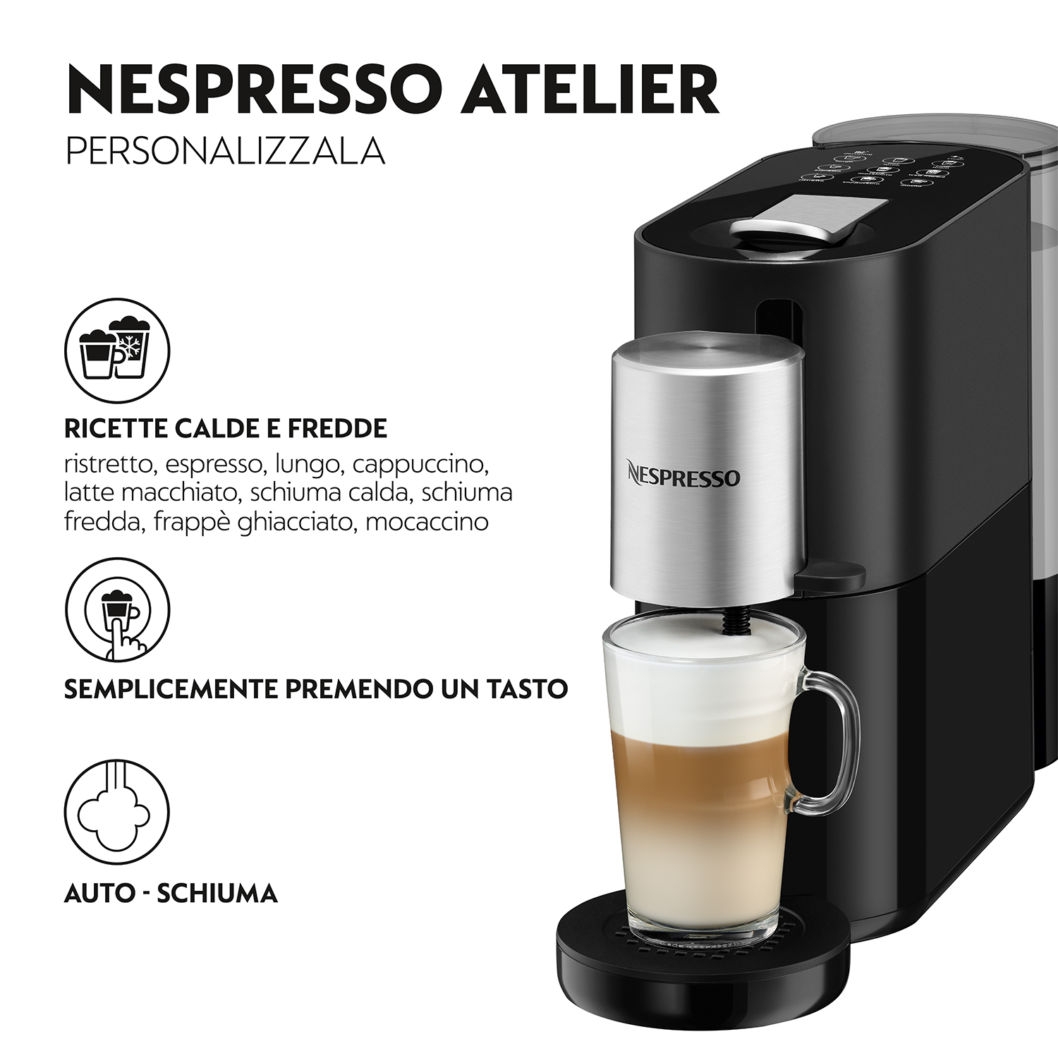Krups Nespresso Atelier XN8908, Pad-Kaffeemaschine, 1 l, Kaffeekapsel, 1500 W, Schwarz