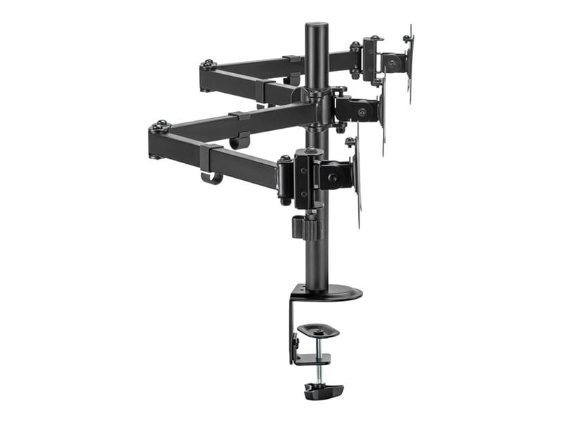LogiLink Befestigungskit (Tischmontage) - einstellbarer Doppelarm - für 3 Monitore - Armlänge: 658 mm - Kunststoff, Stahl, Aluminium - Schwarz - Bildschirmgröße: 43.2-68.6 cm (17"-27")