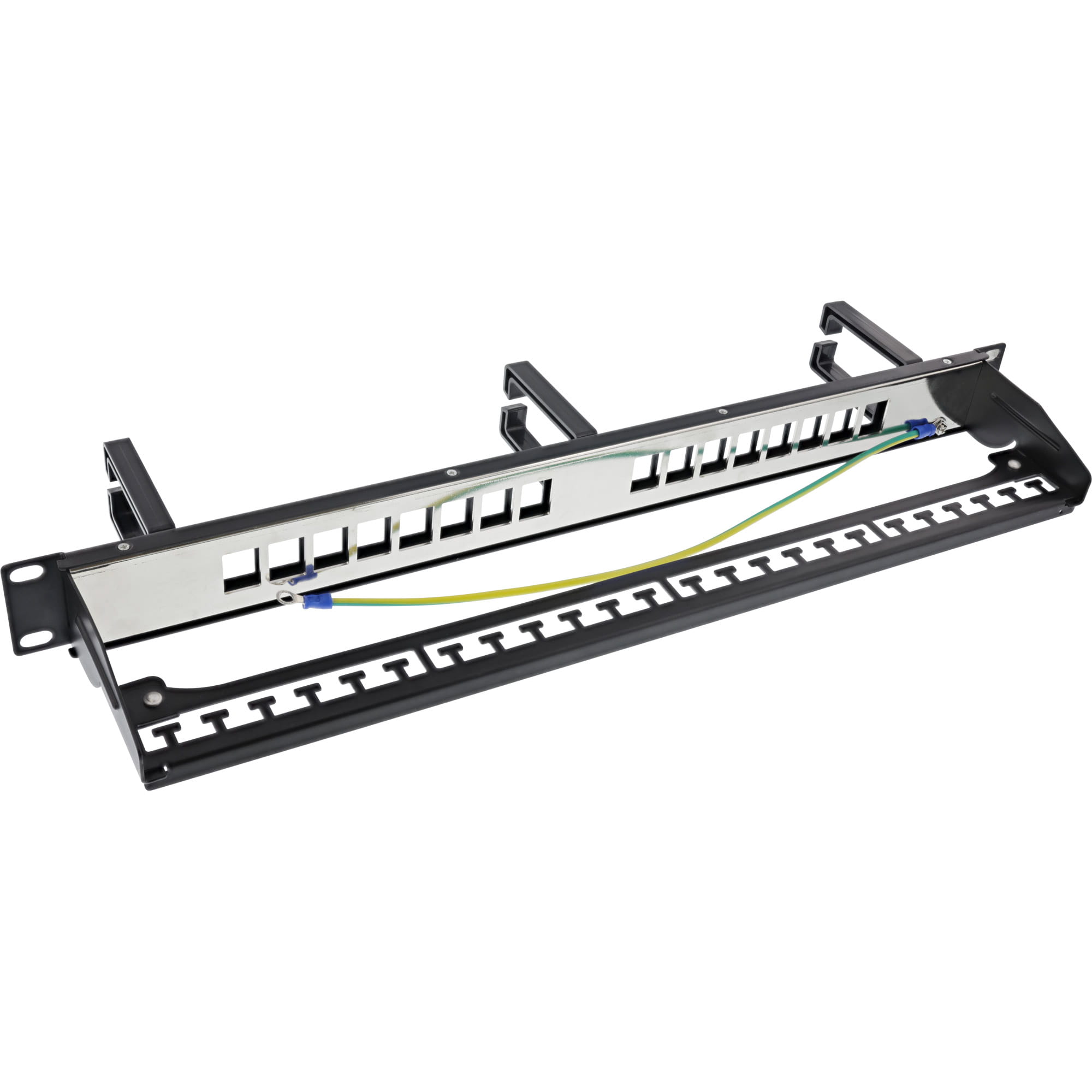 InLine Patchfeld Cat.6A 16-fach - mit 3 Bügeln - 16 Keystones - 19" - 1HE - schwarz