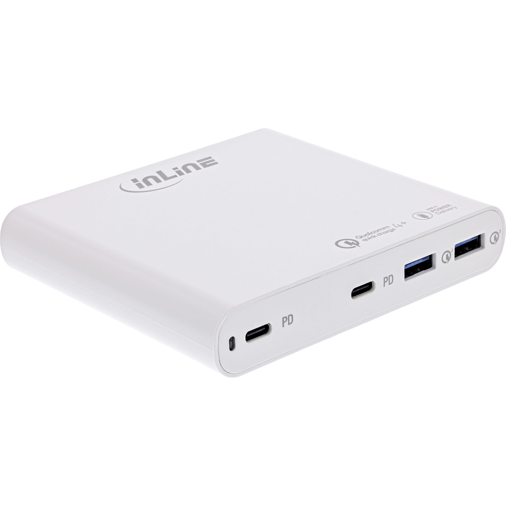 InLine USB Netzteil - GaN Ladegerät - 4-Port - 2x USB-C + 2x USB-A - 120W - weiß