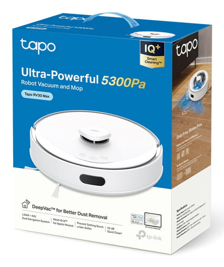 TP-LINK Tapo RV30 Max, Beutellos, Weiß, Rund, Ladend, 55 dB, 0,3 l