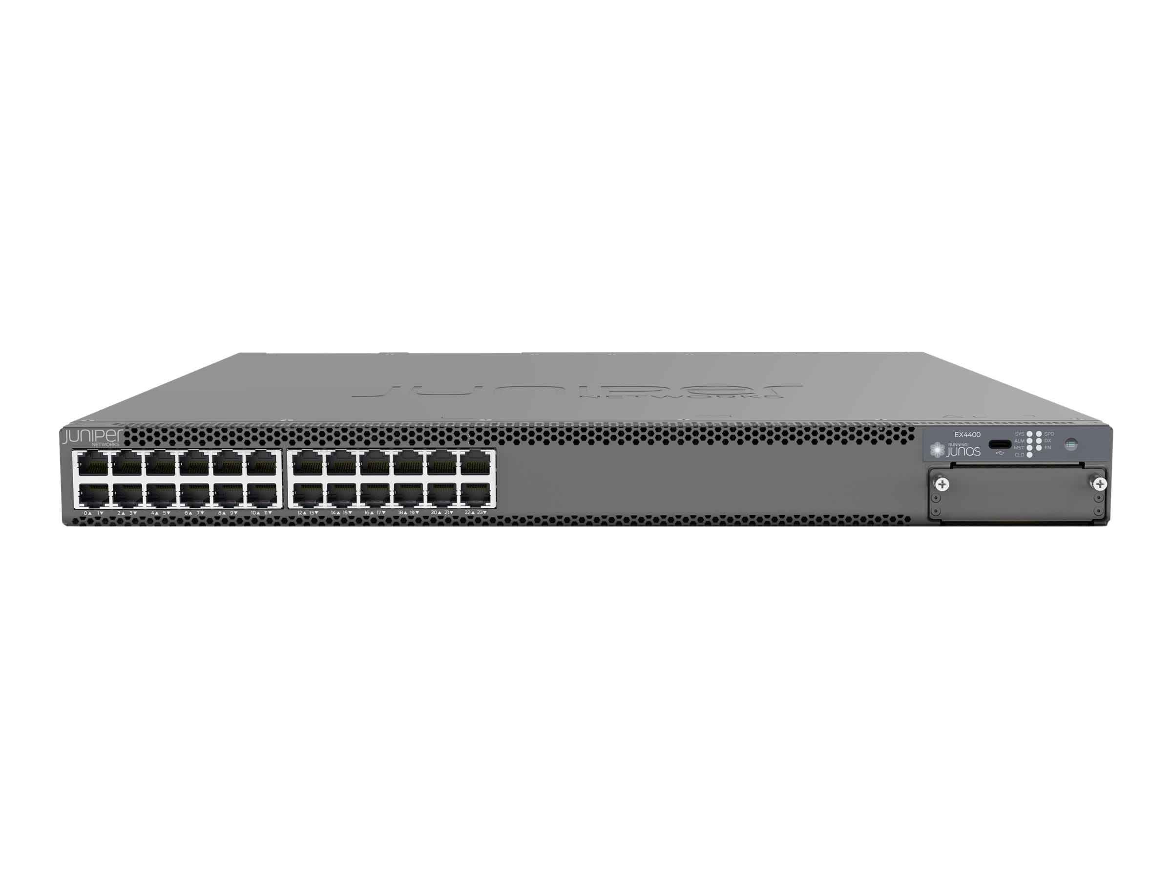 Juniper EX Series EX4400-24T - Switch - L3 - managed - 24 x 10/100/1000 + 2 x 100 Gigabit (Uplink / Stacking)
