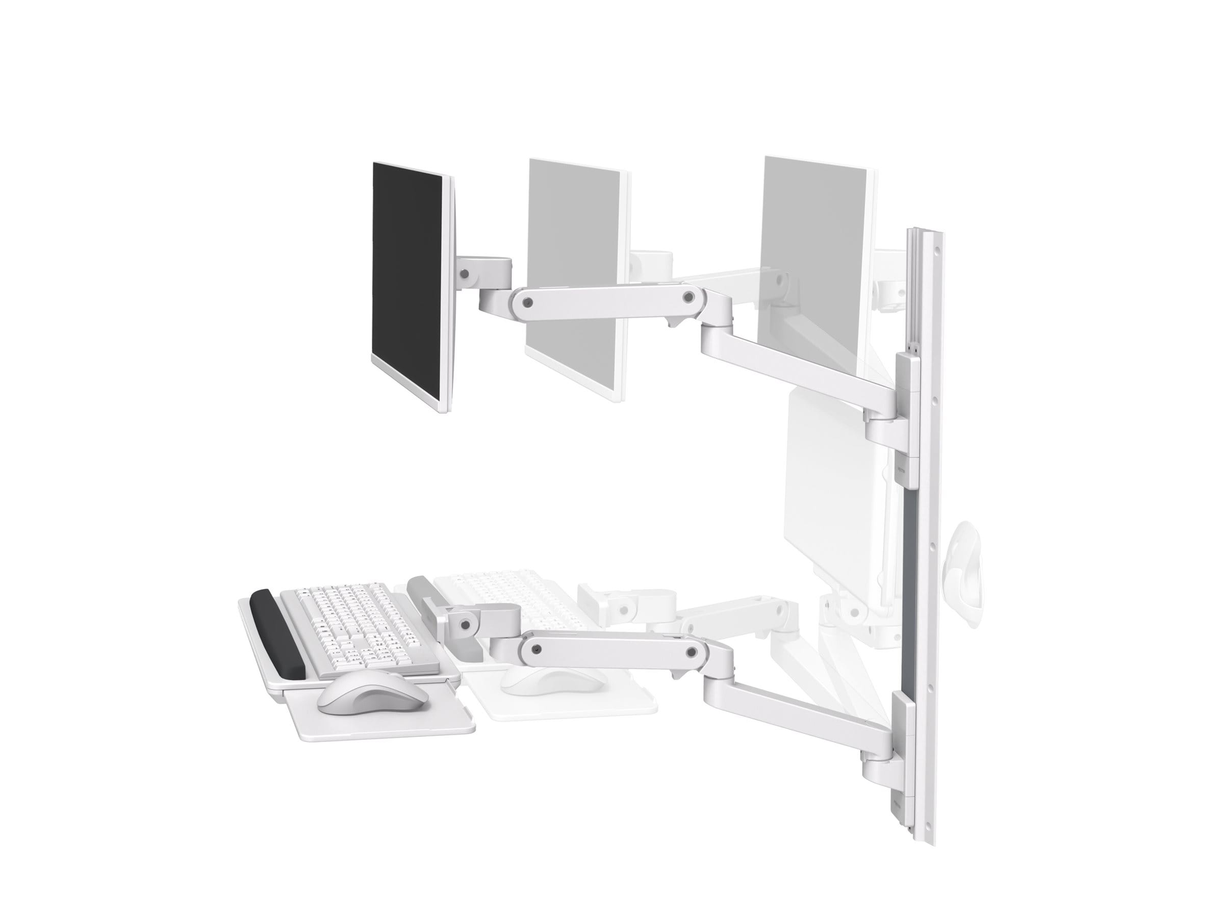 Ergotron LX Pro - Befestigungskit (2 Arme, 2 Aufsätze, Tastatur-Tablett, Mausablage zum Herausziehen, Maushalterung, 2 Wandhalterungssockel, Wandschiene 34", Wandbefestigung, 2 Kabelkanäle, Monitor-Schwenkarm, Tastaturdrehpunkt) - für LCD-Display / PC