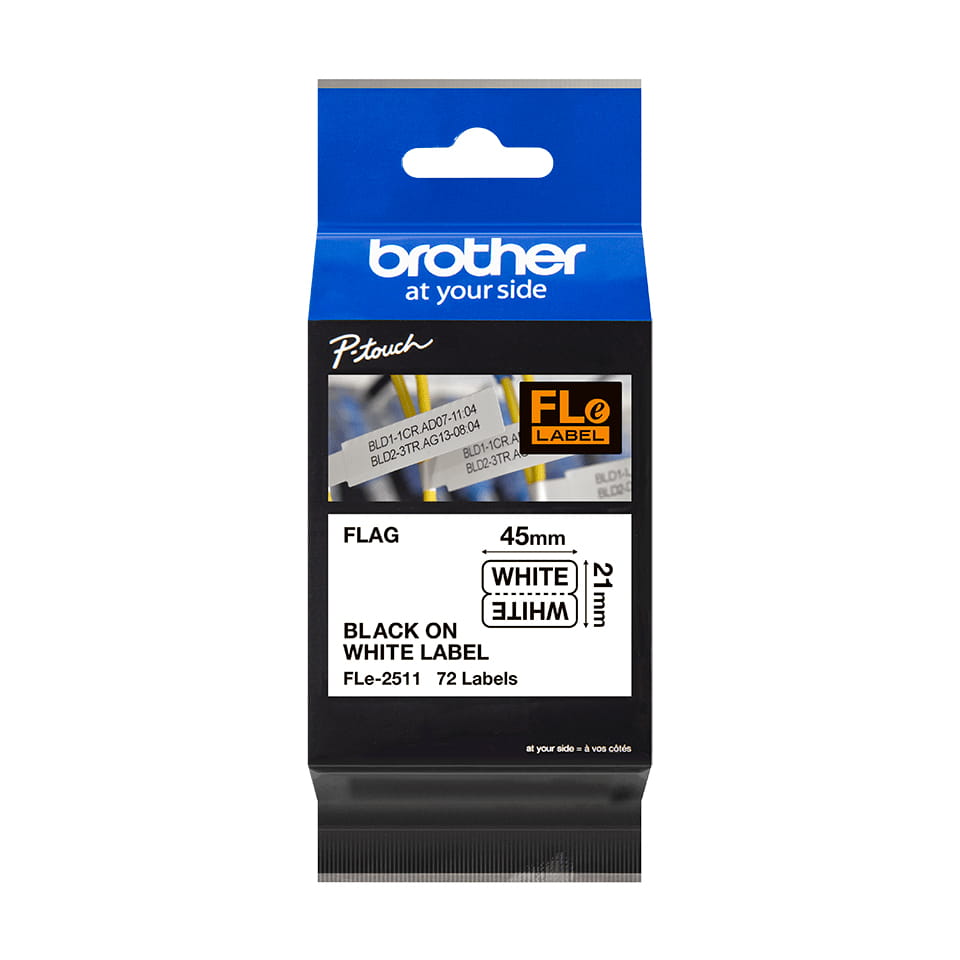 Brother FLe 2511 - Polyester - Schwarz auf Weiß - 21 x 45 mm 72 Etikett(en) (1 Rolle(n)