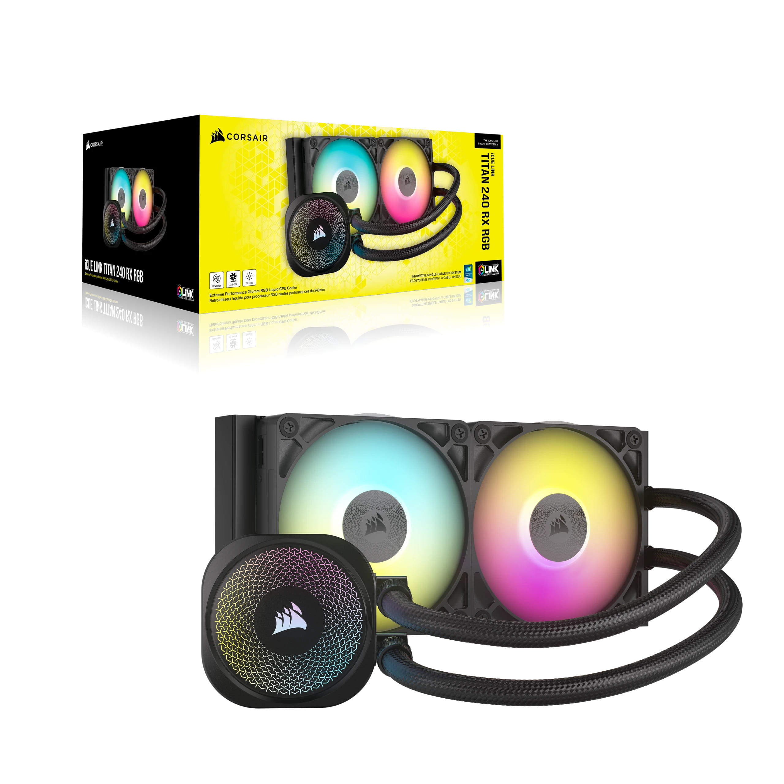 Corsair iCUE Link TITAN 240 RX RGB - Prozessor-Flüssigkeitskühlsystem - Kühlergröße: 240 mm - (für: AM4, AM5, LGA1851, LGA1700)