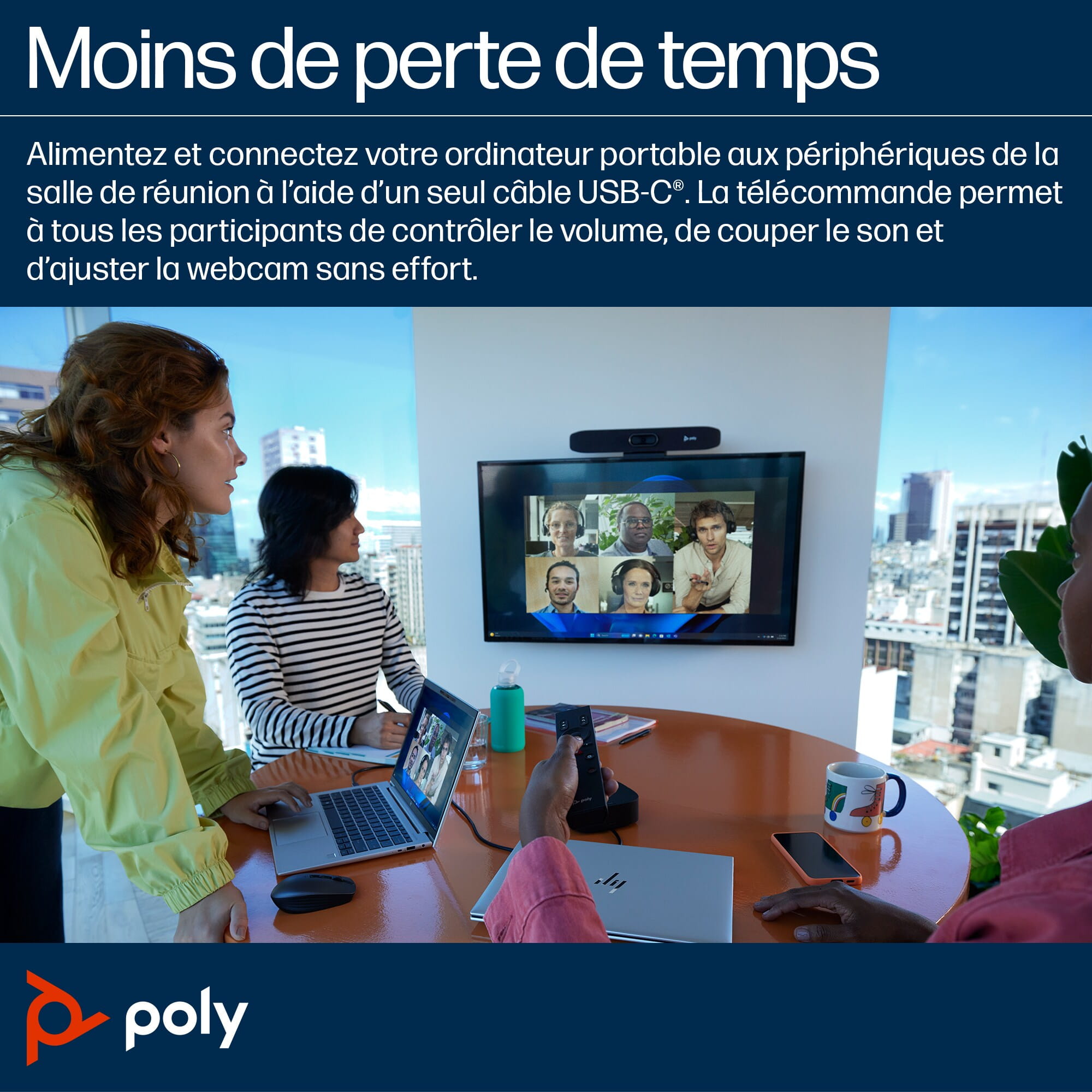 Poly Studio R30 - USB-Videoleiste - Zertifiziert für Microsoft Teams, Zoom Certified, Google Meet Certified