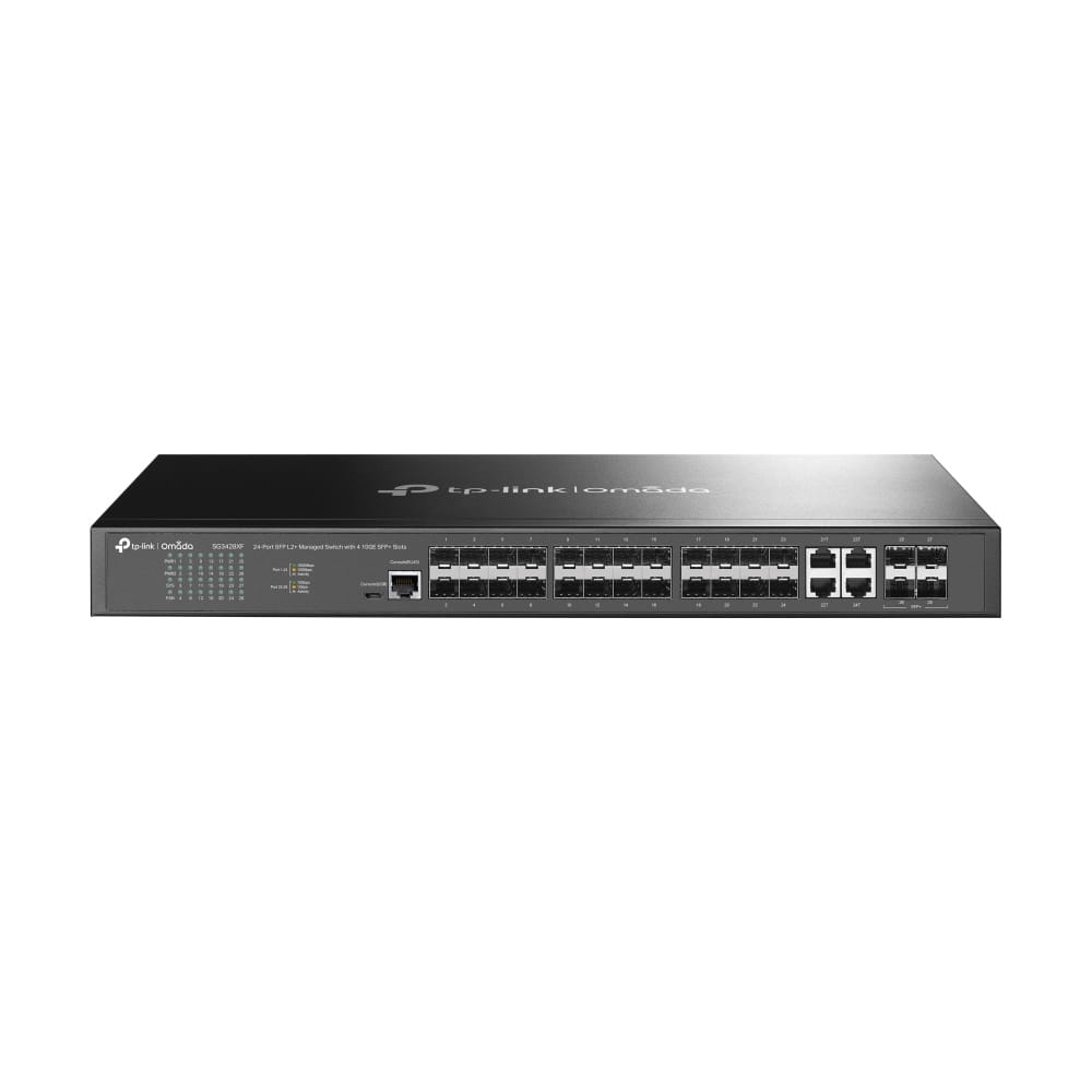 TP-LINK Omada TL-SG3428XF V1.6 - Switch - L2+ - managed - 20 x Gigabit SFP + 4 x Combo Gigabit SFP/RJ-45 + 4 x 10 Gigabit SFP+ (Uplink)