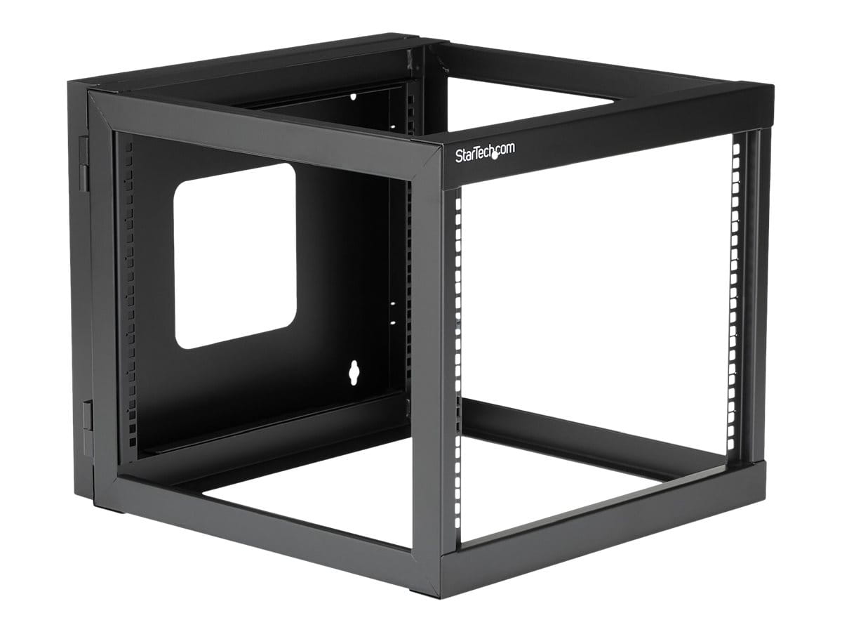 StarTech.com "8U Hinged Open Frame Wall Mount Network Rack - 4-Post 22"" Depth Swing Out Computer Equipment Rack - 140lbs capacity (RK819WALLOH)"