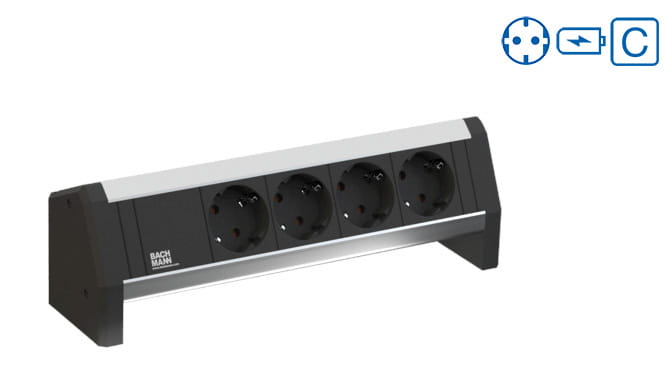 Bachmann DESK 1 - Steckdosenleiste - Wechselstrom 250 V - Eingabe, Eingang GST18i3 - Ausgangsanschlüsse: 2 (2 x USB, 2 x CEE 7/3)