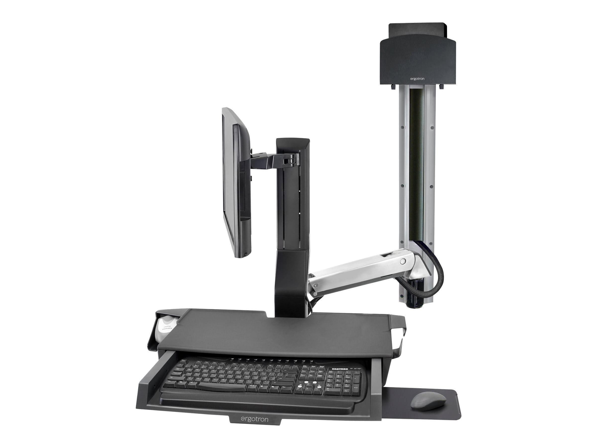 Ergotron SV Combo System with Worksurface & Pan, Small CPU Holder - Befestigungskit (CPU-Halter, Handgelenkkissen, Wandmontagehalterung, Schienenmontage Halterungsset, Mausablage zum Herausziehen, Monitorhalterung, Ablage für Barcode-Scanner und Maus, C Ergotron SV Combo System with Worksurface & Pan, Small CPU Holder - Befestigungskit (CPU-Halter, Handgelenkkissen, Wandmontagehalterung, Schienenmontage Halterungsset, Mausablage zum Herausziehen, Monitorhalterung, Ablage für Barcode-Scanner und Maus, C