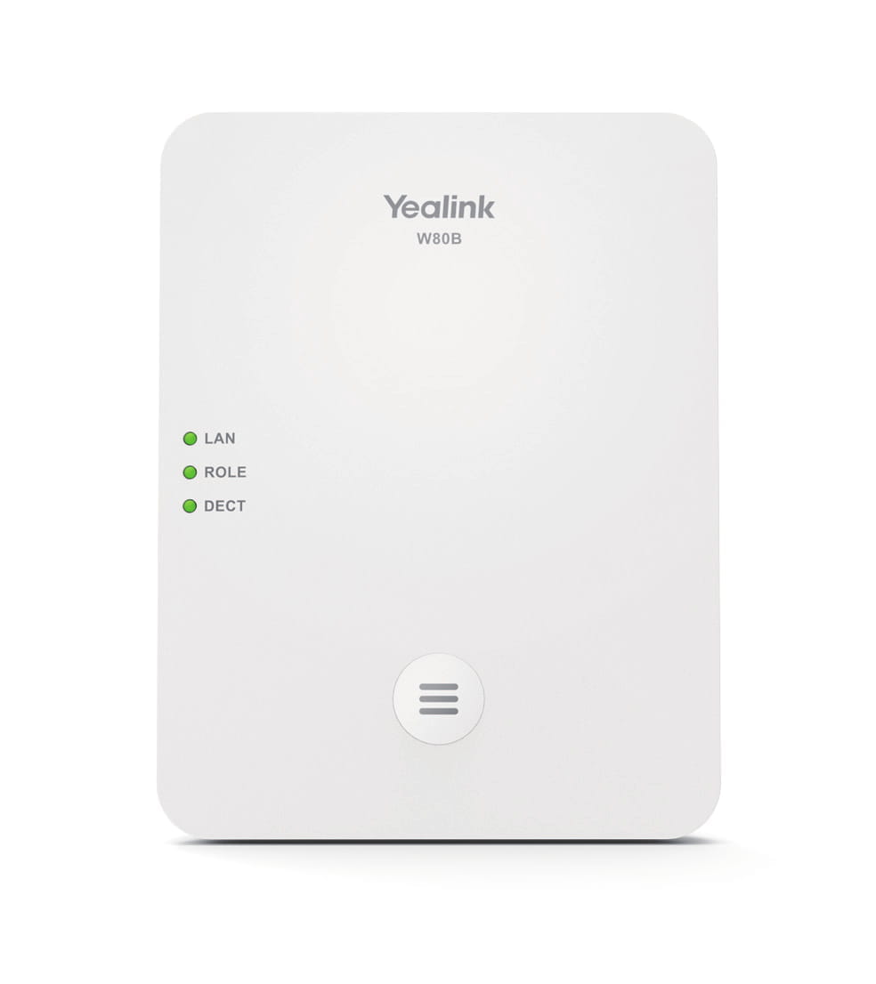 Yealink W80B, 1,8 - 1,9 GHz, 300 m, SNTP/NTP, VLAN, SIP v1, SIP v2, UDP/TCP/TLS, DHCP, HTTPS, SHA-256, SRTP, SSL/TLS, AJB, CNG, G.726, G.729, PLC, VAD, iLBC, Yealink W53H/W56H