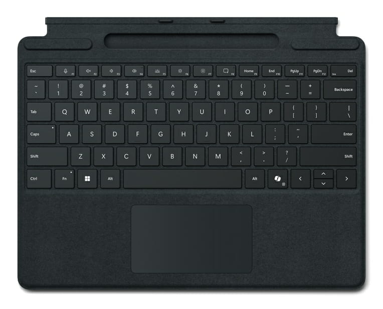 Microsoft Surface Pro Keyboard - Tastatur - mit Trackpad, Beschleunigungsmesser, Surface Slim Pen 2 Ablage- und Ladeschale - QWERTZ - Schweizerisch - Schwarz - für Microsoft Surface Pro 8, Pro 8 for Business, Pro 9, Pro 9 for Business, Pro 10 for Busine