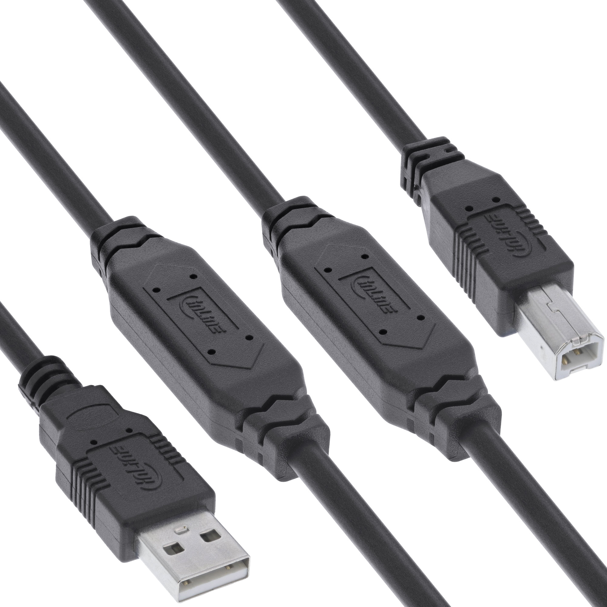 InLine USB 2.0 Aktiv-Kabel - USB-A Stecker zu USB-B Stecker - 15m