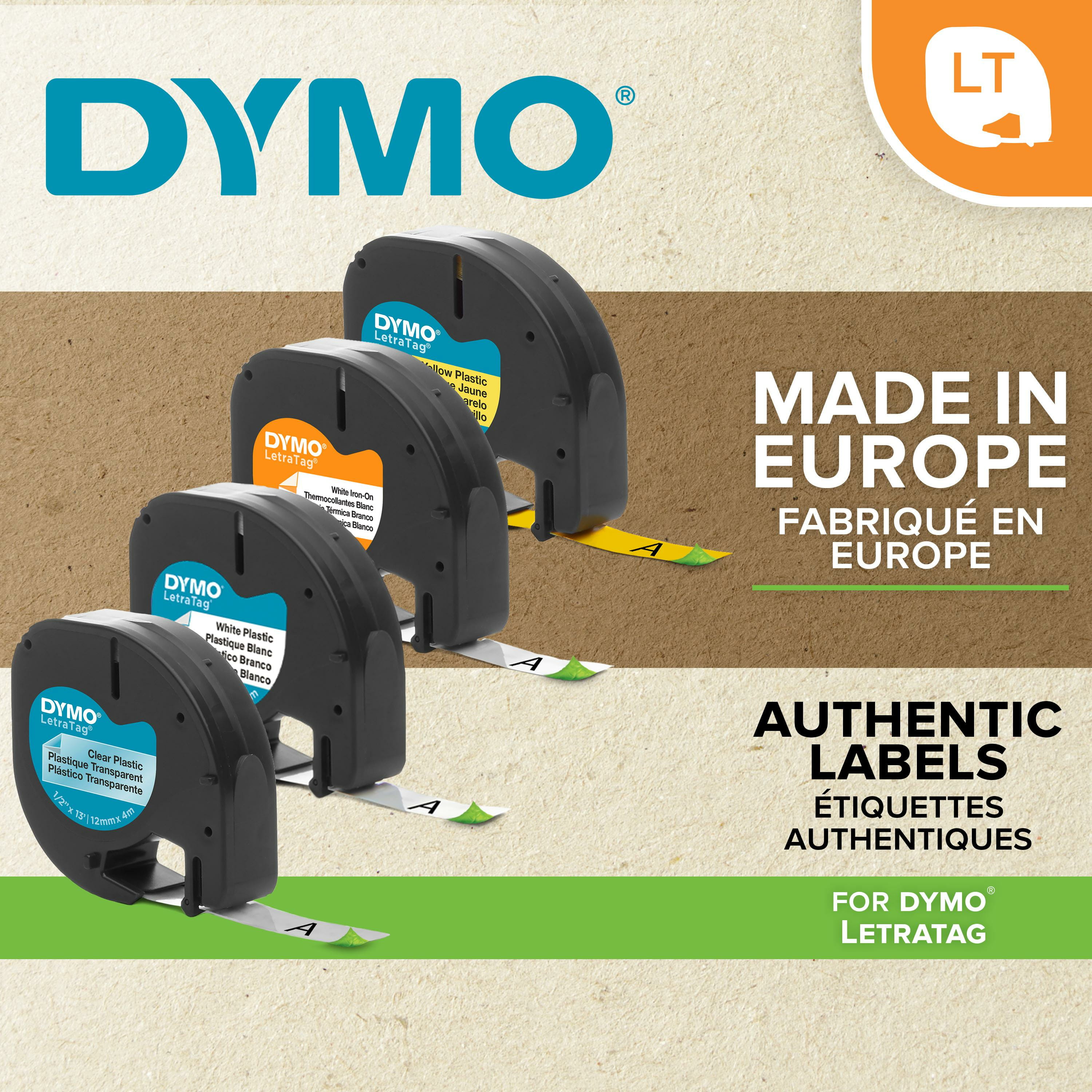 Dymo Original LetraTag Metallic Etikettenband | schwarz auf Metallic-Silber | 12 mm x 4 m | selbstklebendes Etiketten | für LetraTag-Beschriftungsgerät, Schwarz auf Metallic, Polyester, Belgien, DYMO, LetraTag 100T, LetraTag 100H, 1,2 cm