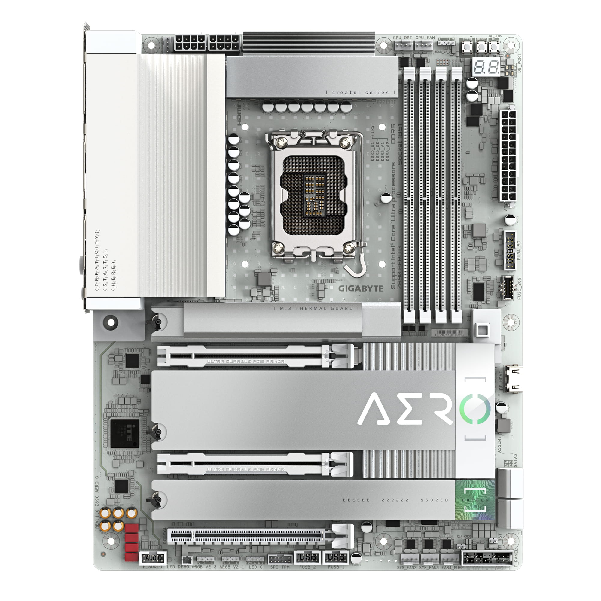 Gigabyte Z890 AERO G - Motherboard - ATX - LGA1851-Sockel - Z890 Chipsatz - USB4, USB 3.2 Gen 2, USB 3.2 Gen 1, USB-C 3.2 Gen 2x2 - 2 x 2.5 Gigabit LAN, Bluetooth, Wi-Fi 7 - Onboard-Grafik (CPU erforderlich)