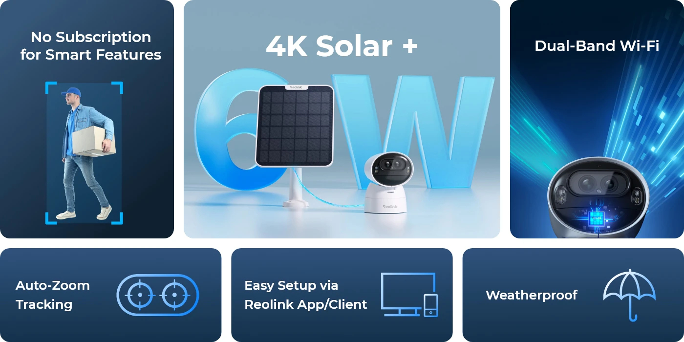 Reolink Argus Series B730, IP-Sicherheitskamera, Innen & Außen, Kabellos, Google Assistant, 295 lm, 6000 K