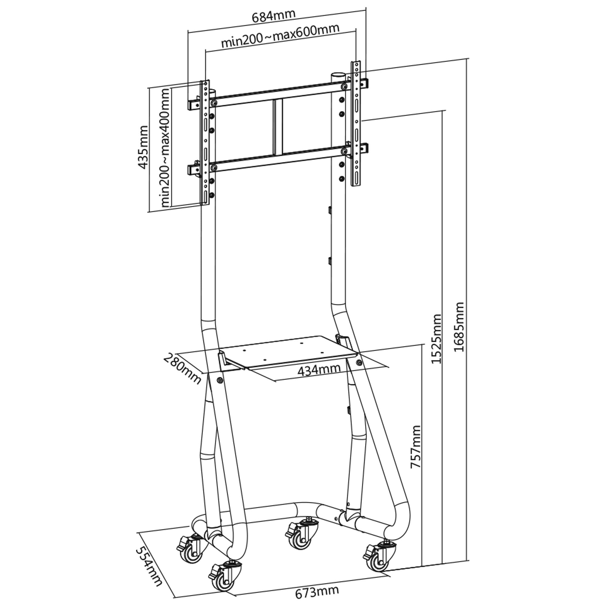 InLine TV-Wagen - für LED-TV 37"-80" (94-203cm) - max. 80kg