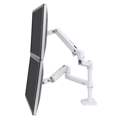 Ergotron LX - Befestigungskit (Spannbefestigung für Tisch, Stange, 2 Gelenkarme, 2 Erweiterungsklammern) - für 2 LCD-Displays - Aluminium, Stahl - weiß - Bildschirmgröße: bis zu 61 cm (bis zu 24 Zoll)