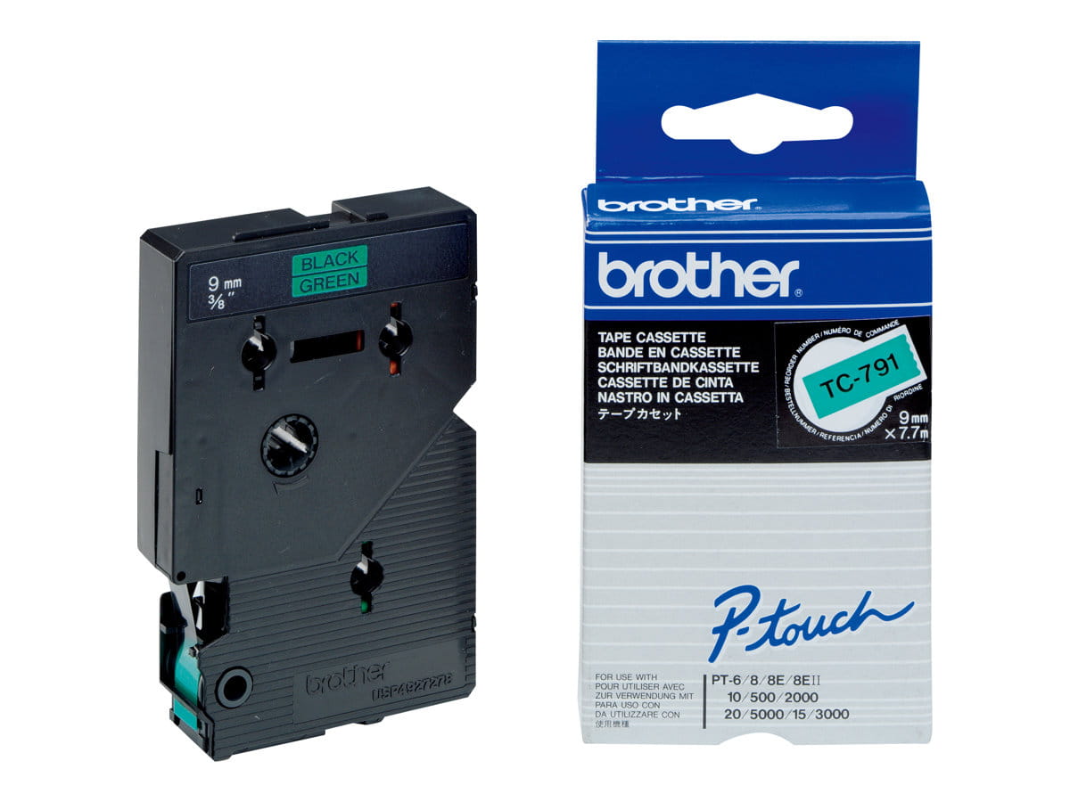 Brother TC791 - 9 mm x Schwarz auf Grün - laminiertes