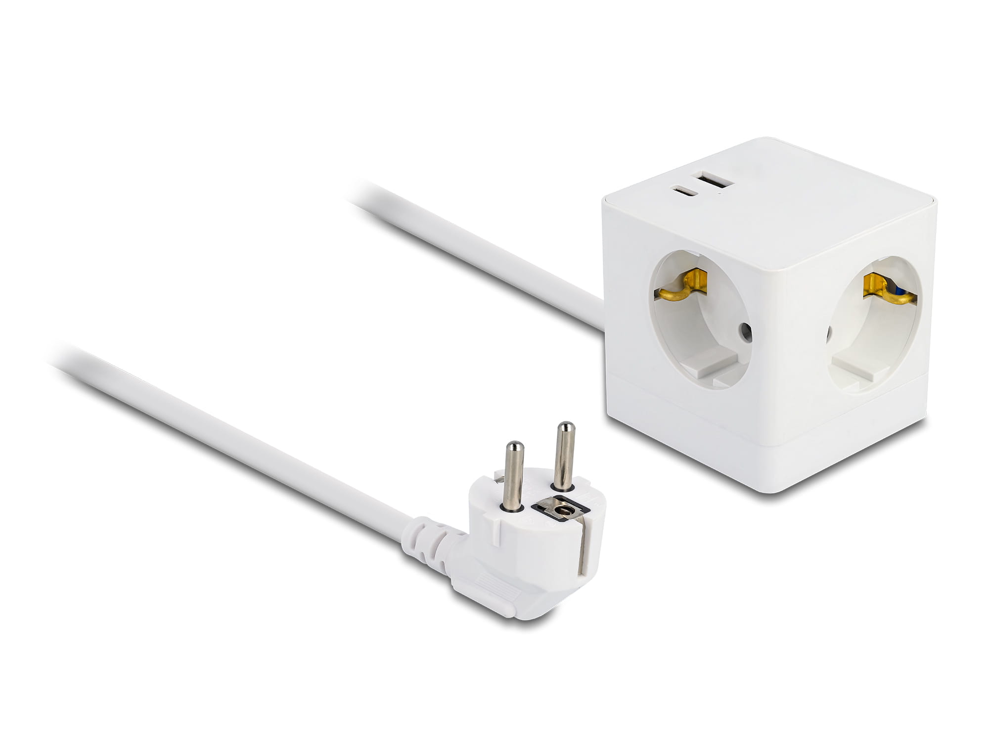 Delock Steckdosenleiste - mit Kindersicherung, PD 3.0 Ladegerät 20 W - Wechselstrom 250 V - 3680 Watt - Eingabe, Eingang power CEE 7/7 - Ausgangsanschlüsse: 3 (3 x Stecker CEE 7/3, USB, 24 pin USB-C)
