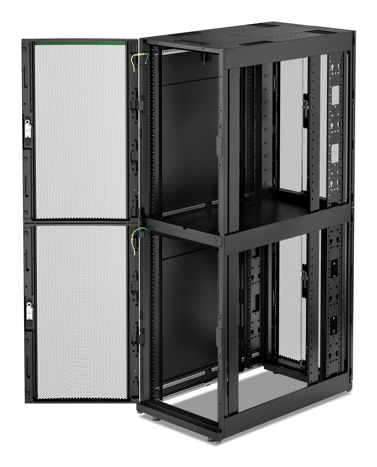 APC NetShelter SX Colocation - Schrank Netzwerkschrank - 2 x 600W x 1070D mm, mit Seiten - bodenstehend - Schwarz - 42HE - 48.3 cm (19")