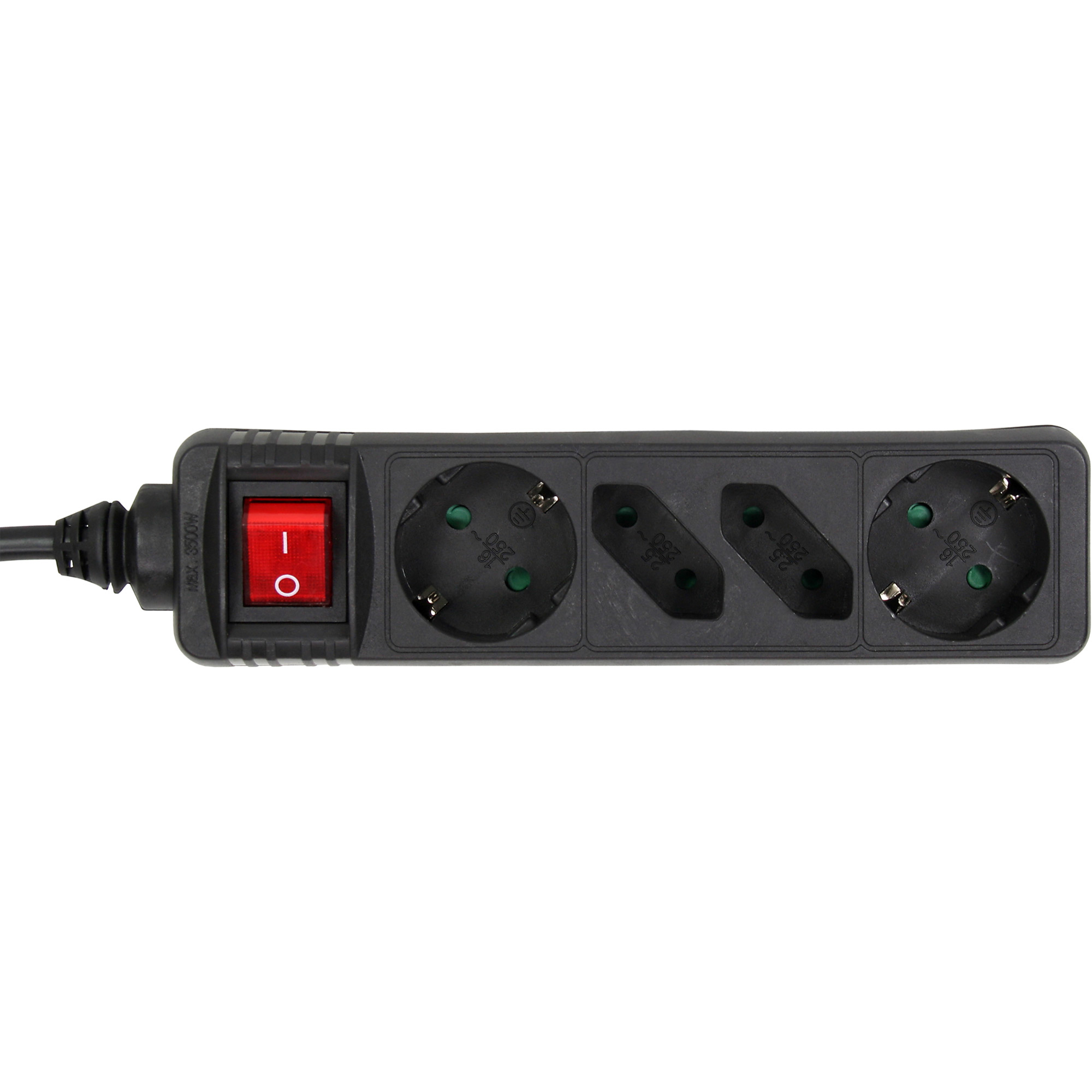 InLine Steckdosenleiste - 4-fach - 2x Schutzkontakt + 2x Euro - schwarz - 5m InLine Steckdosenleiste - 4-fach - 2x Schutzkontakt + 2x Euro - schwarz - 5m