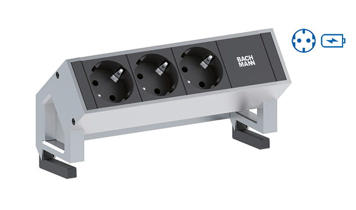 Bachmann DESK 2 - Steckdosenleiste - Wechselstrom 250 V - Eingabe, Eingang GST18 - Ausgangsanschlüsse: 1 (CEE 7/3, 2 x USB)