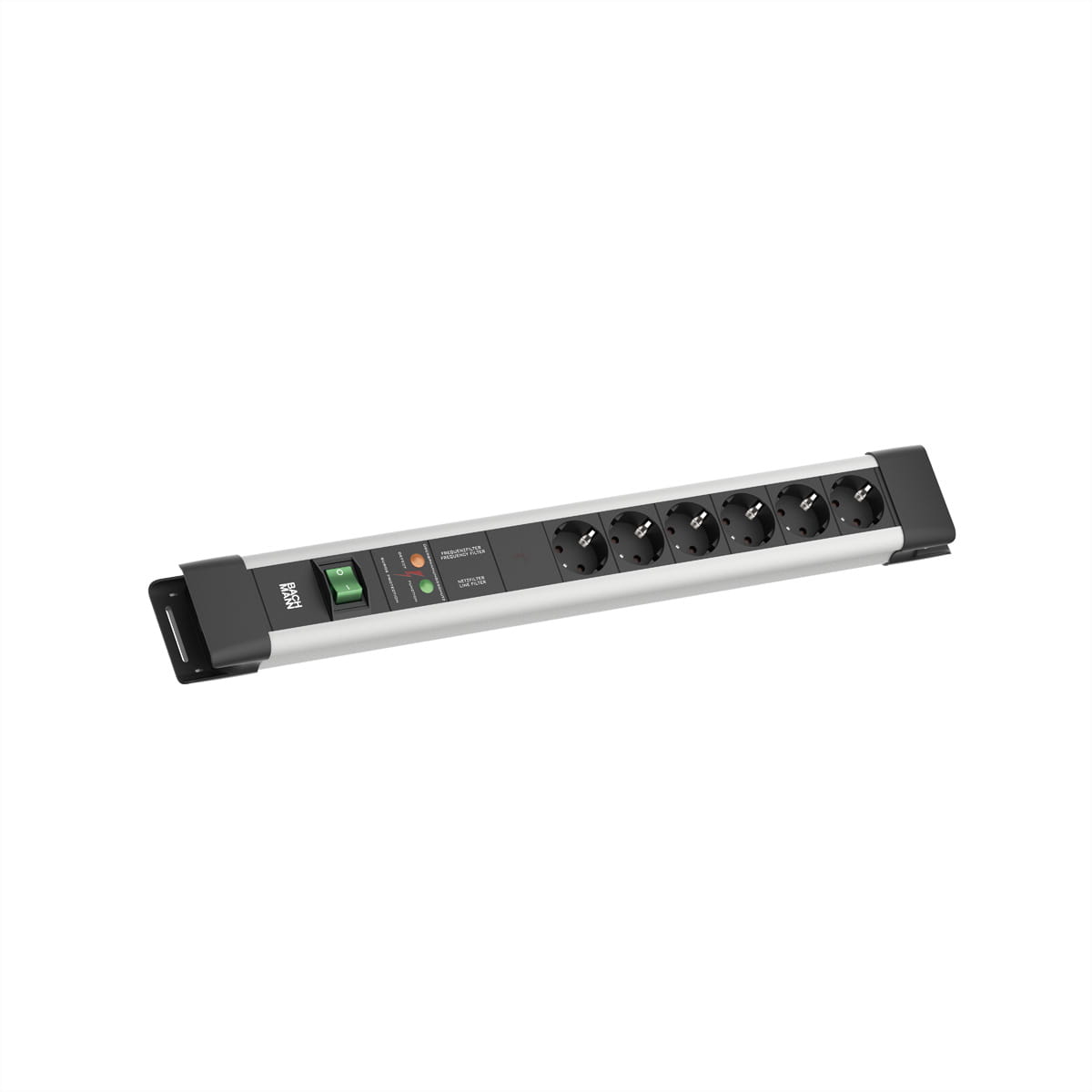 Bachmann Connectus 6xCEE7/3 1xGVS 1xSchalter CEE7/7 Grau - Steckdosenleiste