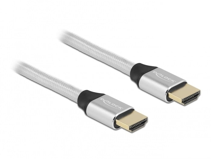 Delock Ultra High Speed - HDMI-Kabel - HDMI männlich zu HDMI männlich - 2 m - Dreifachisolierung - Silber - hauchvergoldete Kontakte, unterstützt 8K 60 Hz (7680 x 4320)