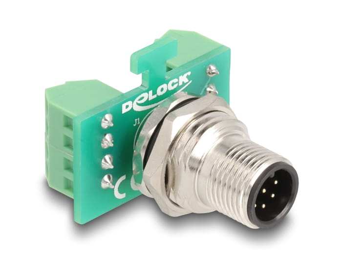 Delock Netzwerkadapter - 8-polig M12 (M) zu 9-poliger Anschlussblock (W)