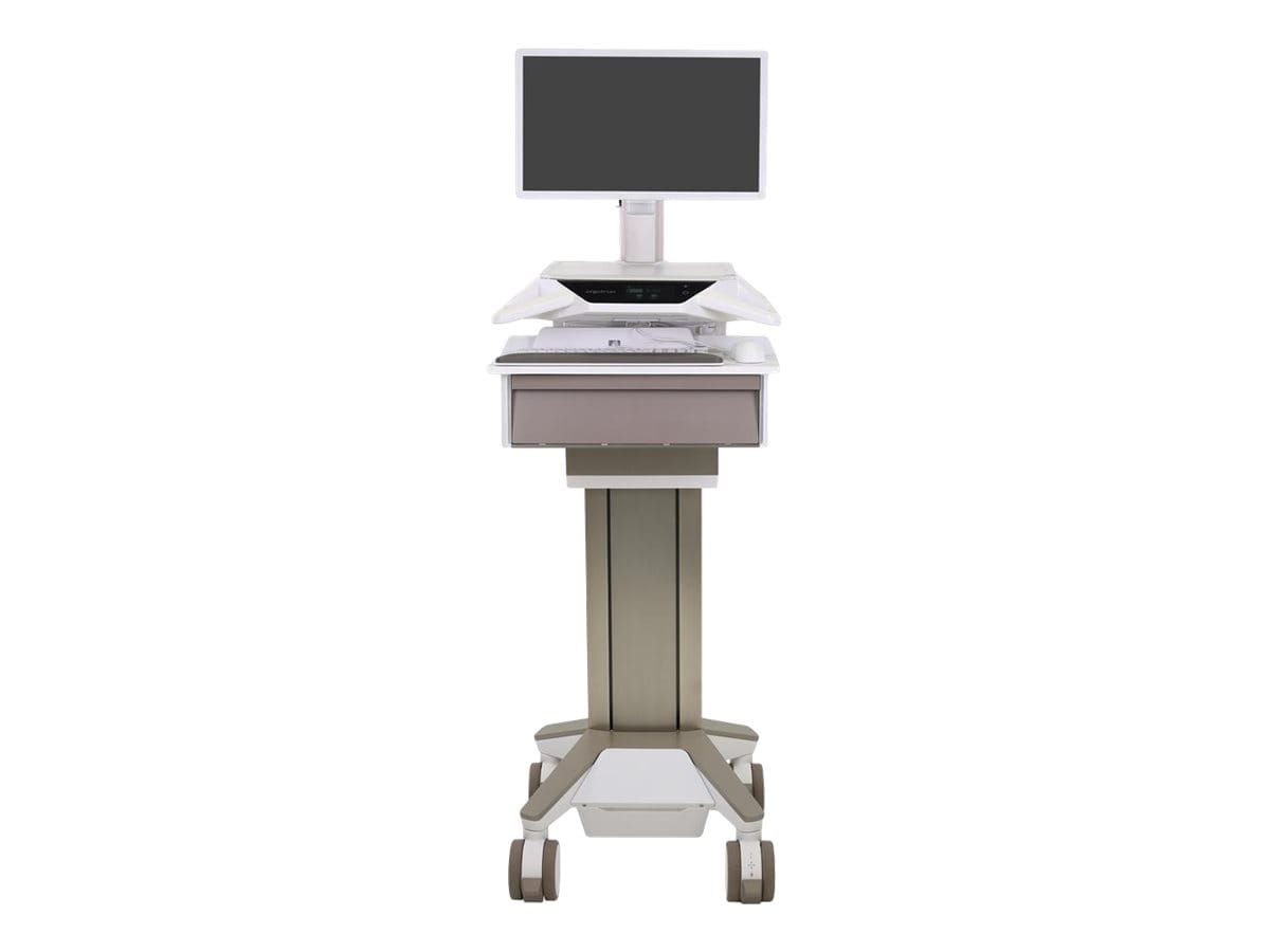 Ergotron CareFit Pro - Wagen - Electric Lift - für LCD-Display / PC-Ausrüstung - medizinisch - weiß, Warm Gray - Bildschirmgröße: bis zu 68,6 cm (bis zu 27 Zoll)