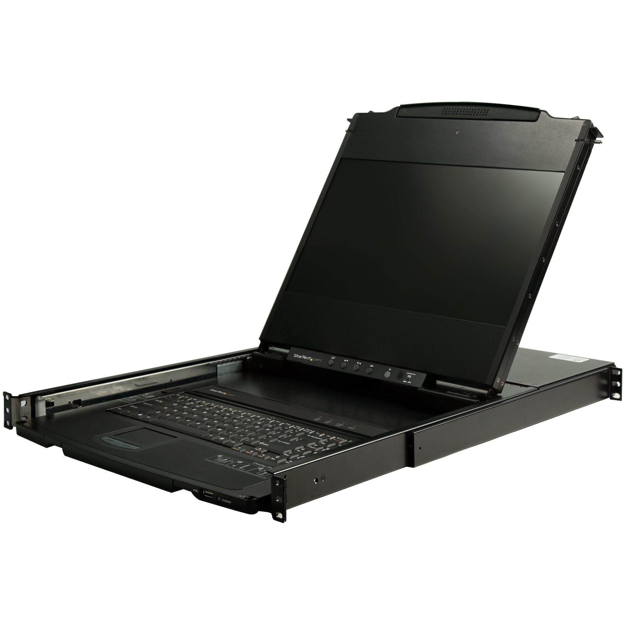 StarTech.com Rack KVM Konsole HD 1080p - US Tastatur(QWERTY), Ein Port DVI/VGA KVM mit 17" LCD Monitor - 1HE LCD KVM Konsolenschublade mit Kabeln - USB Unterstützung - 44.230 MTBF (RKCOND17HD)