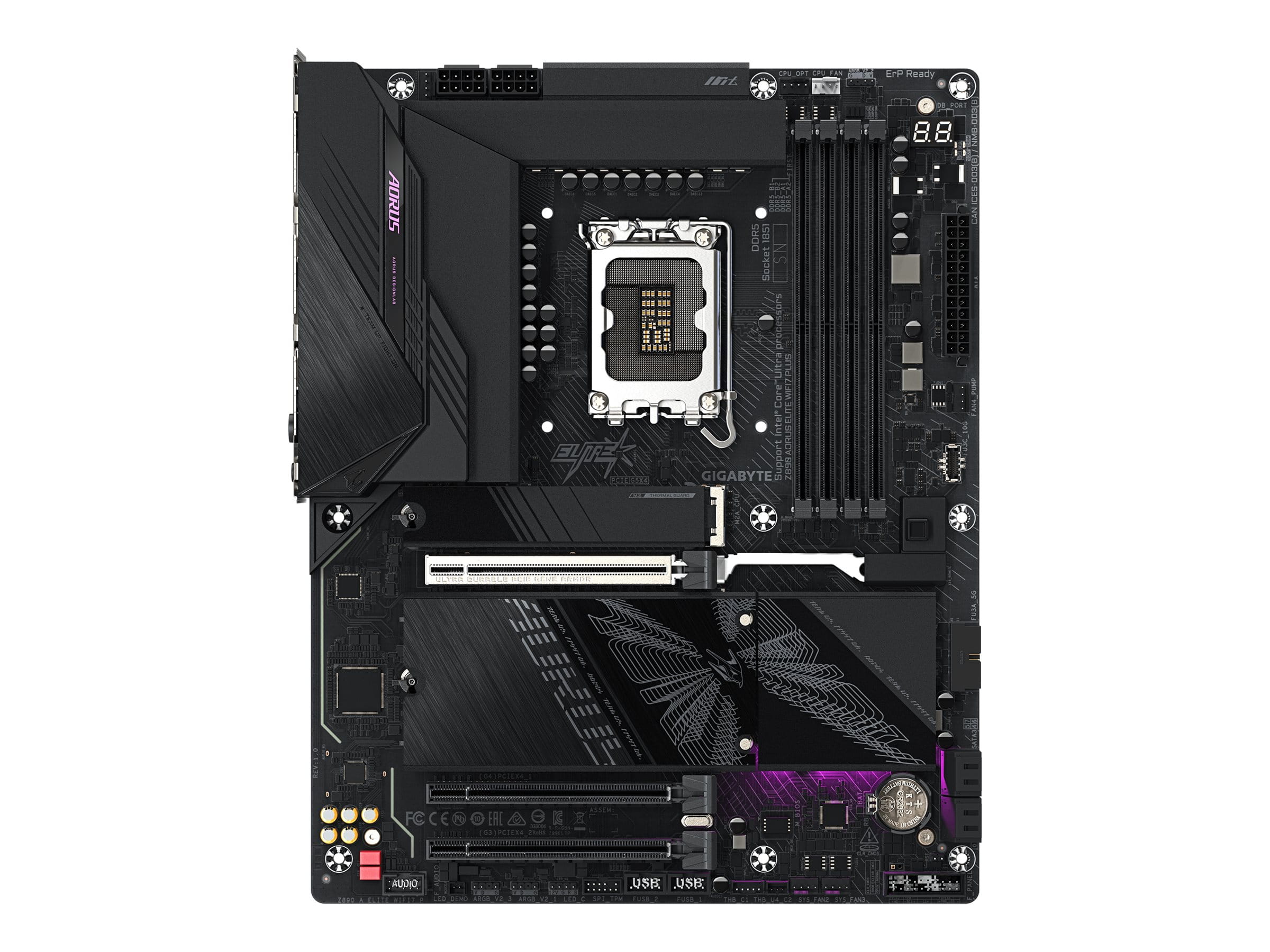 Gigabyte AORUS Z890 ELITE WIFI7 PLUS - Motherboard - ATX - LGA1851 Sockel - Z890 Chipsatz - USB4, USB-C 3.2 Gen2, USB 3.2 Gen 2, USB 3.2 Gen 1 - Bluetooth, Wi-Fi 7, 5 Gigabit Ethernet - Onboard-Grafik (CPU erforderlich)