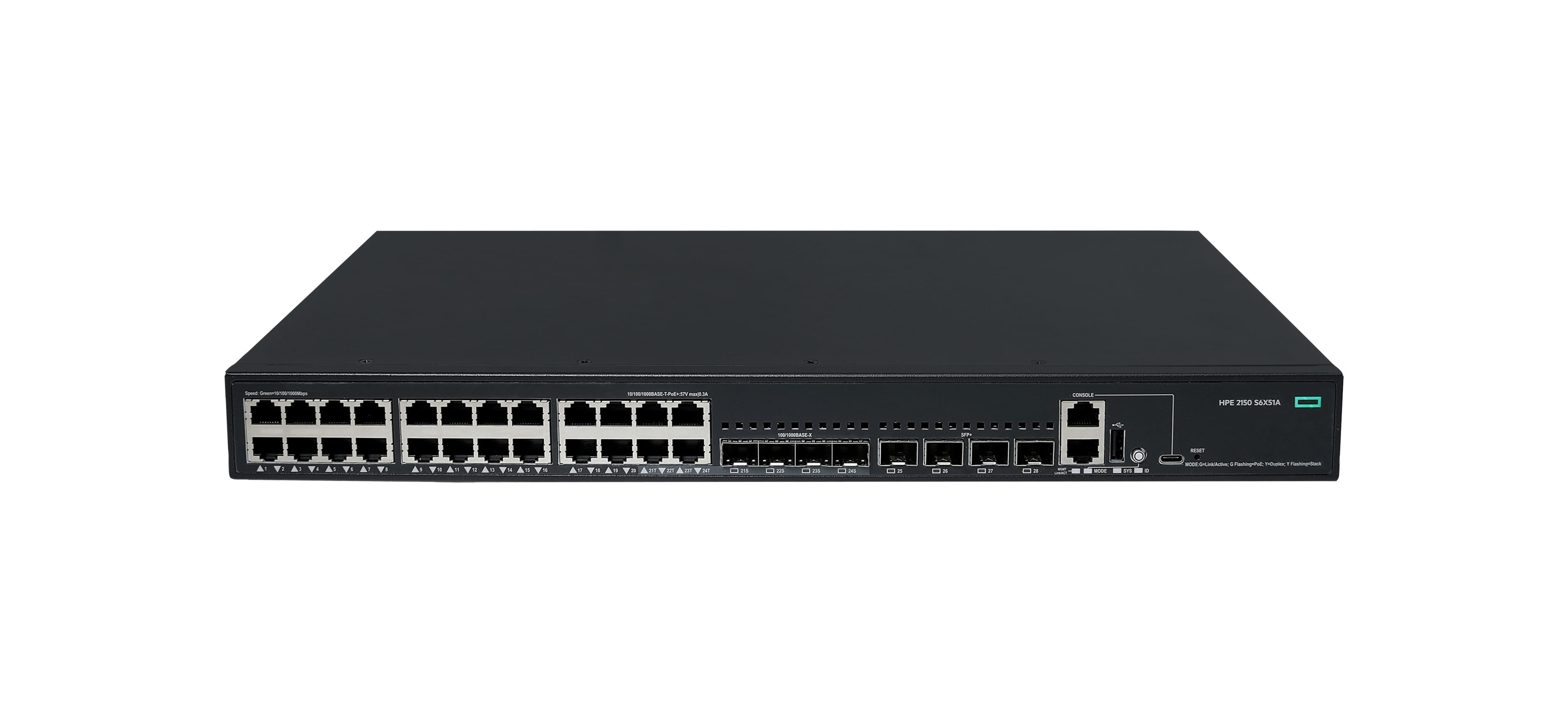 HPE Networking Comware 5150L 24p 10M/100M/1G PoE+ 4p SFP 1G Combo 4p SFP+ 1G/10G 405W - Switch - L3 Lite - managed - 24 x 10/100/1000Base-T (PoE+)