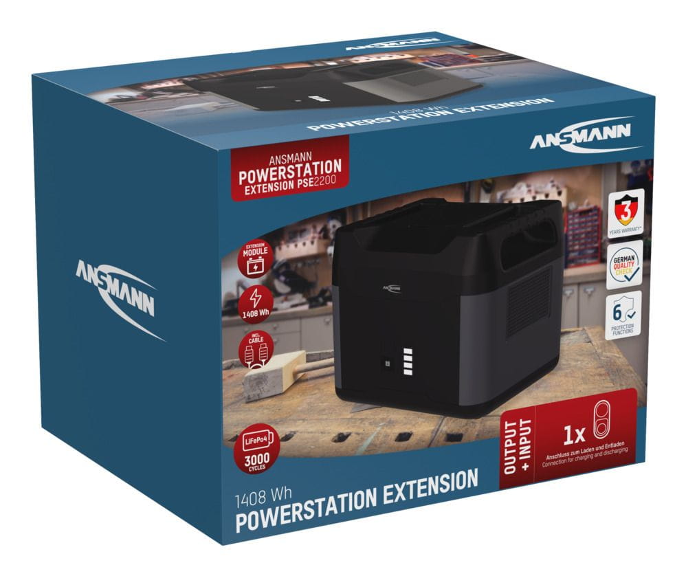 Ansmann PSE2200, 55000 mAh, 1408 Wh, Lithium-Eisen-Phosphat (LiFePO4), 25,6 V, Schwarz, Grau, 1 Stück(e)