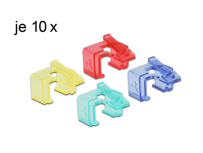 Delock Repair Clip Set 1 - Netzwerkanschluss Reparatur-Clip - Blau, Gelb, Rot, grün (Packung mit 40)