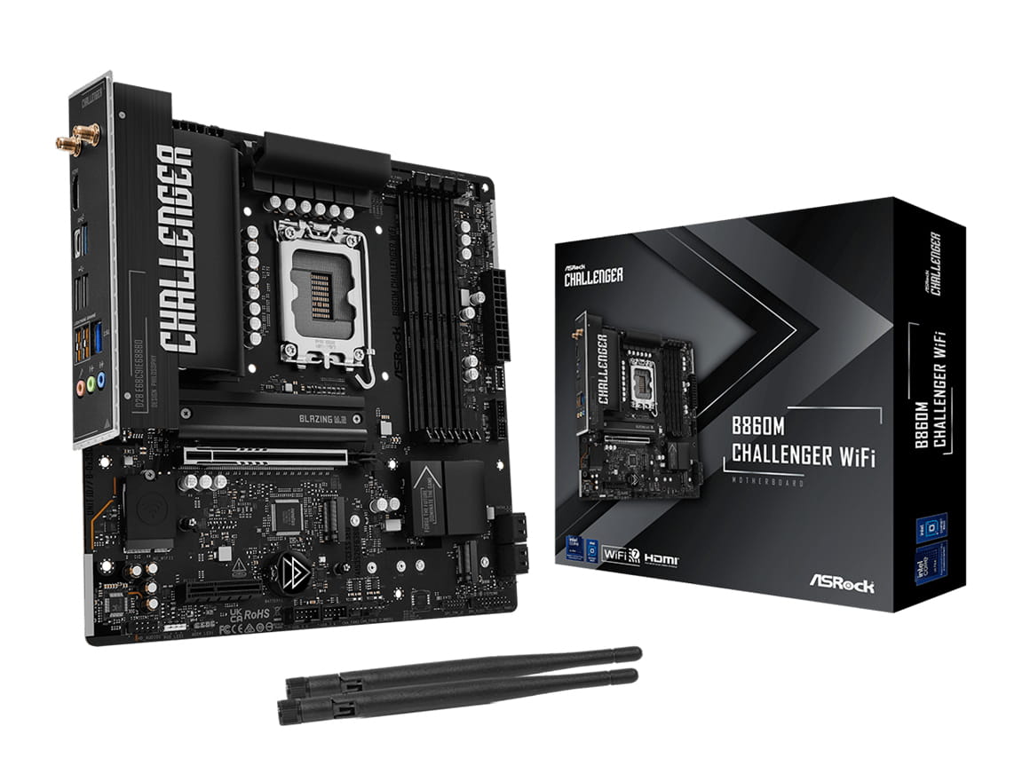 ASRock B860M Challenger WiFi, Intel, LGA 1851 (Socket V1), Intel Core Ultra (Series 2), DDR5-SDRAM, 256 GB, DIMM